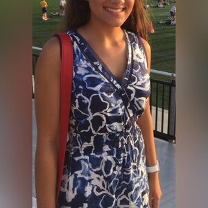 Simply Vera Vera Wang Navy and White Floral Midi Dress